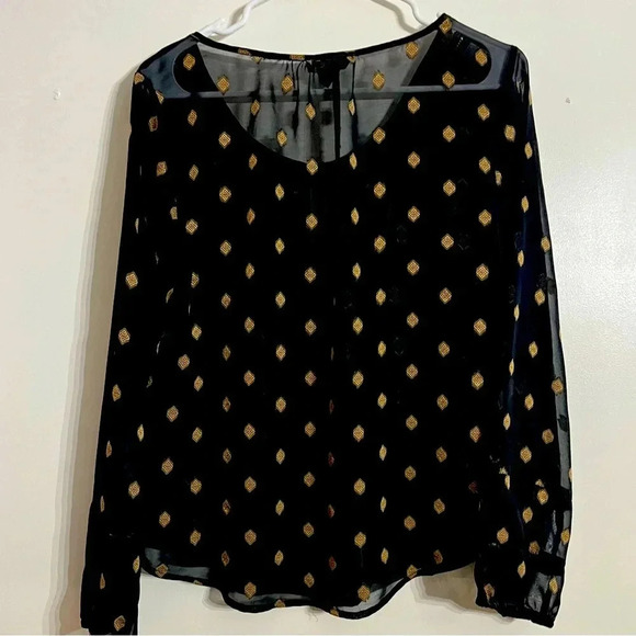 Lucky Brand Tops - Lucky brand  black/ gold sheer women’s top size medium